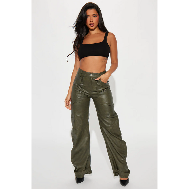 Mira Chic™ - Leather Cargo Trousers