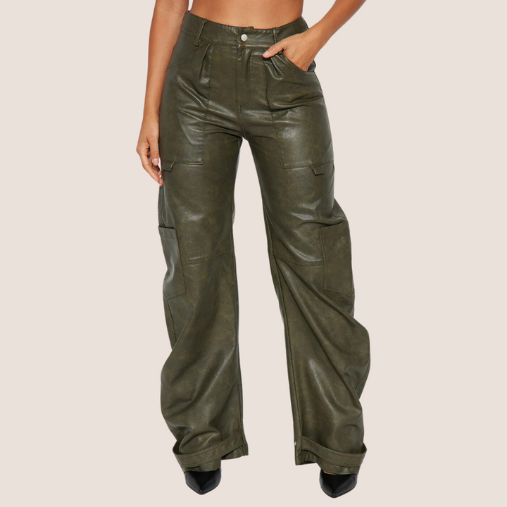 Mira Chic™ - Leather Cargo Trousers