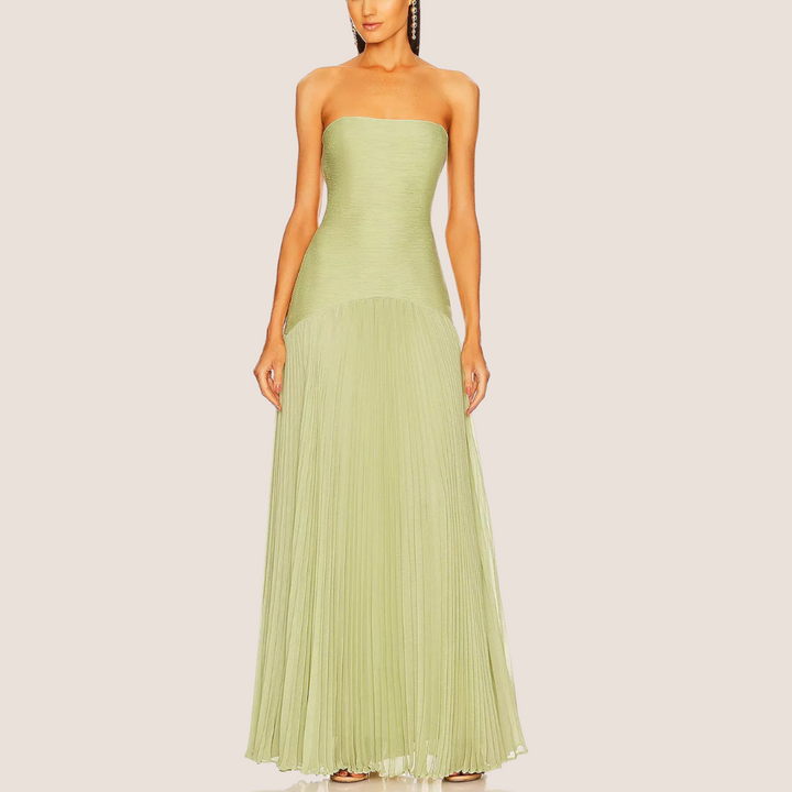 Lana™ - Pleated Teal Maxi Dress