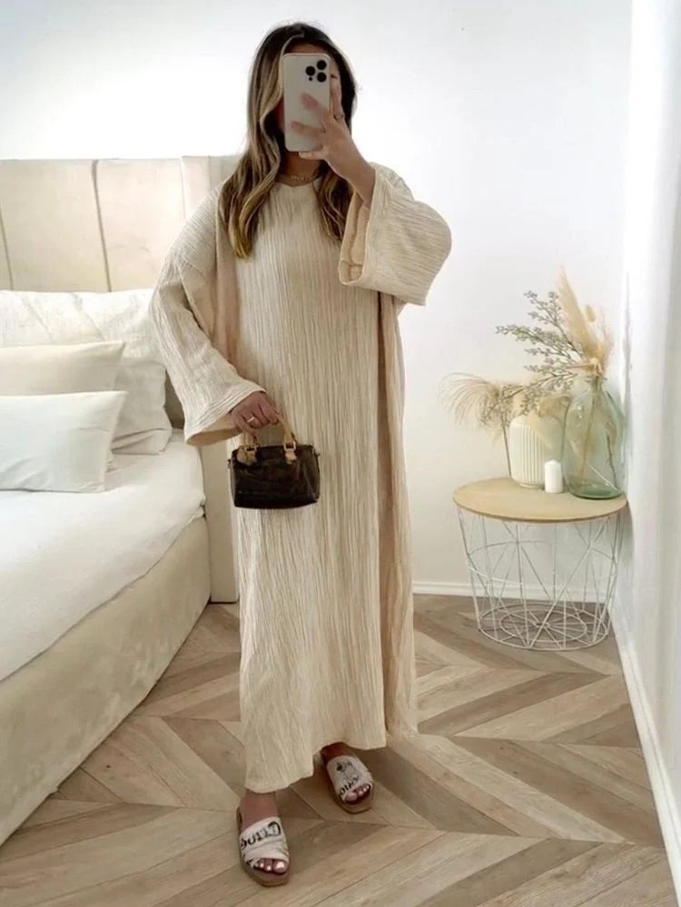 Sienna™ - Natural Cotton Maxi Dress in Beige