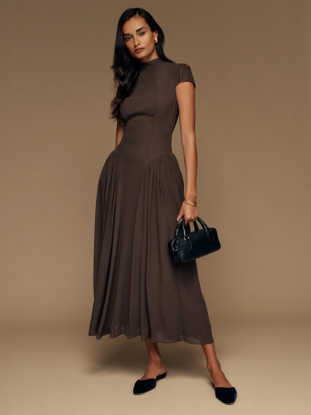 Allesandra™ - Flowy Brown Dress