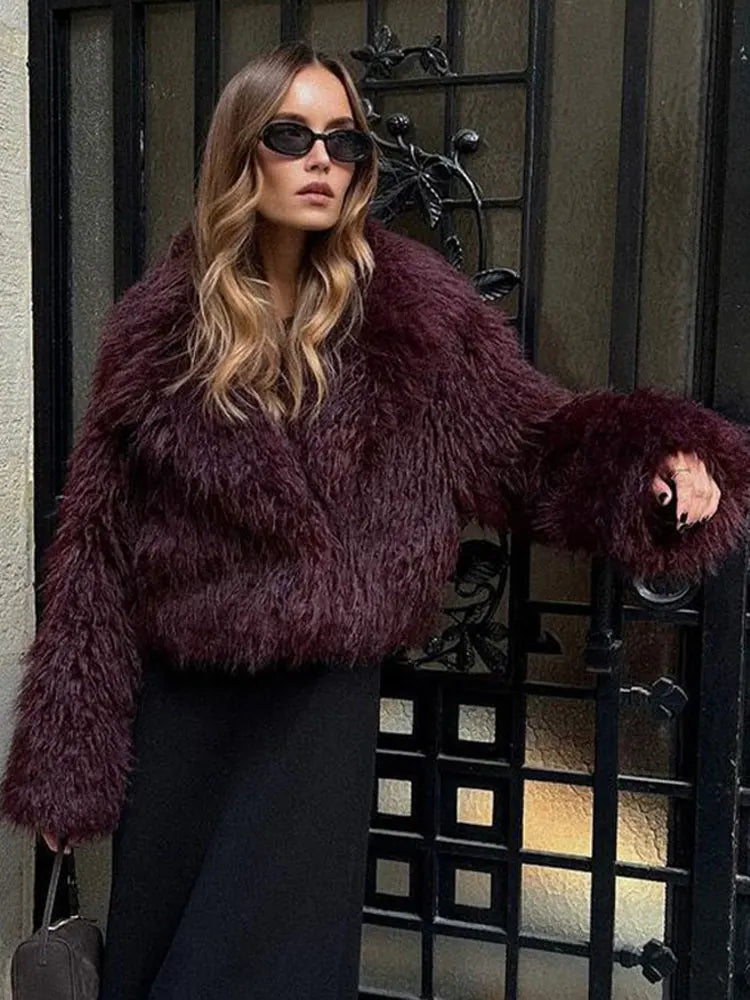 Cherry™ - Burgundy Fur Coat