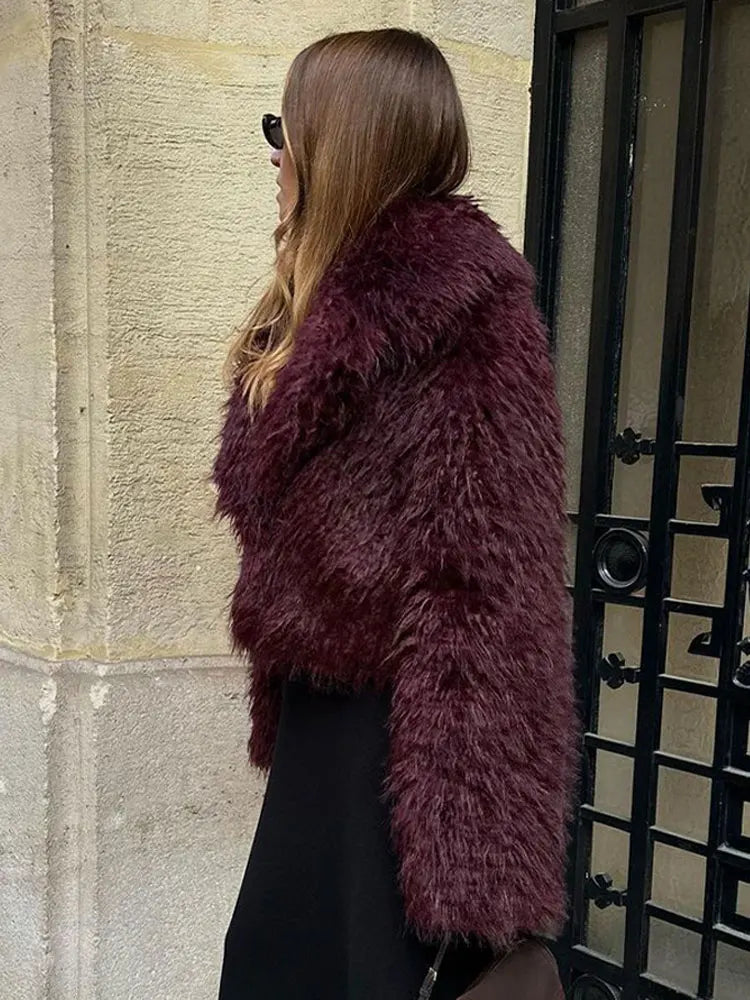 Cherry™ - Burgundy Fur Coat