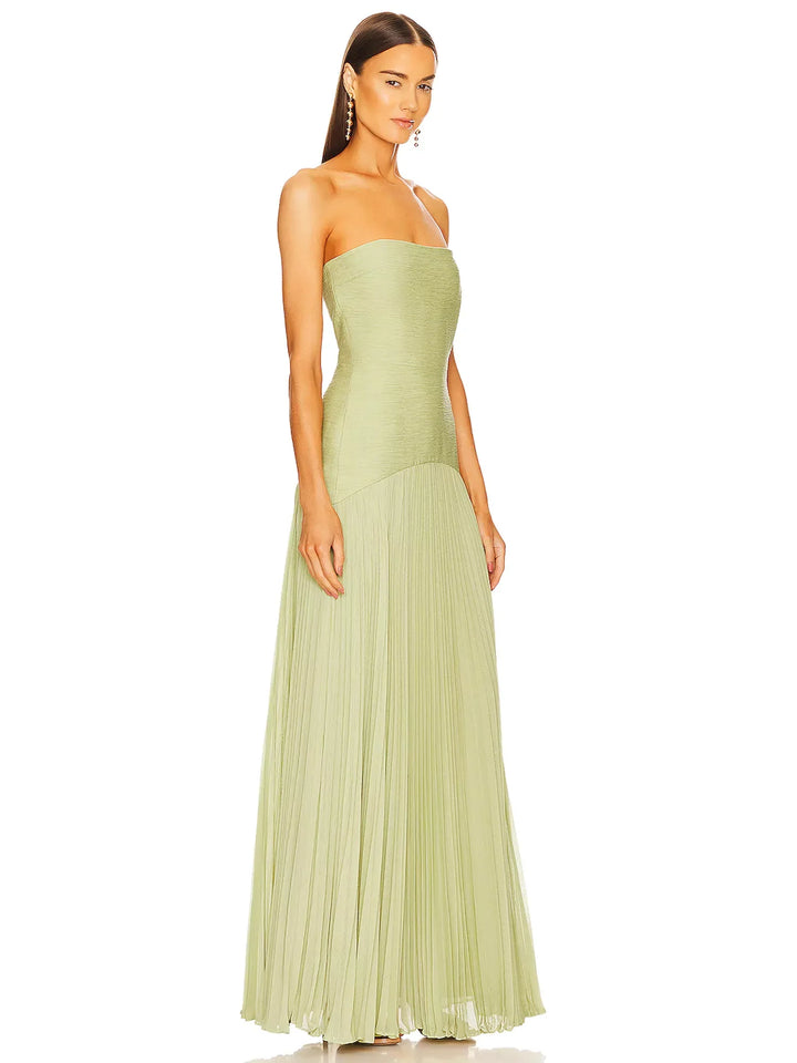 Lana™ - Pleated Teal Maxi Dress